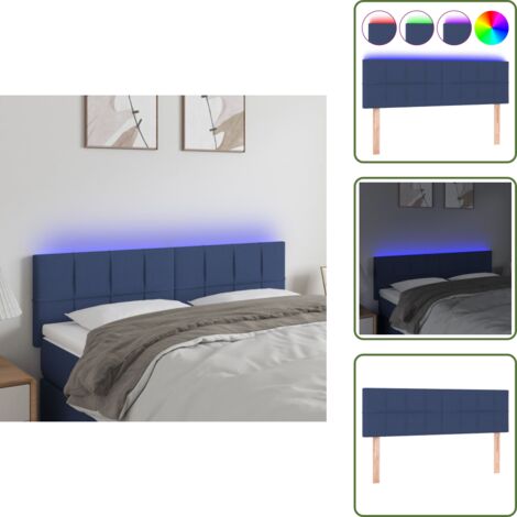 Cabecero LED - vidaXL Cabecero con LED de tela azul 144x5x78/88 cm - Cabecero ajustable