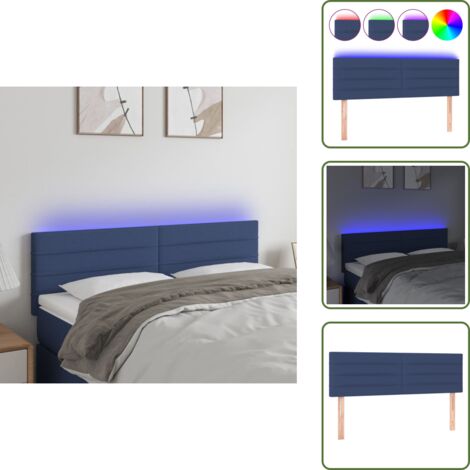 Cabecero LED - vidaXL Cabecero con LED de tela azul 144x5x78/88 cm - Cabecero ajustable