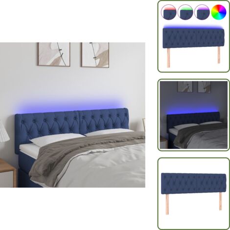Cabecero LED - vidaXL Cabecero con LED de tela azul 144x7x78/88 cm - Cabecero ajustable