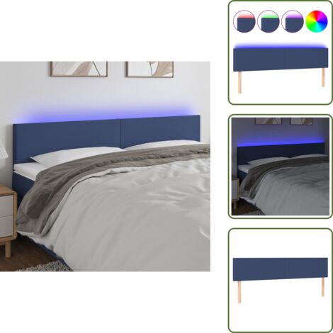 Cabecero LED - vidaXL Cabecero con LED de tela azul 160x5x78/88 cm - Tira LED