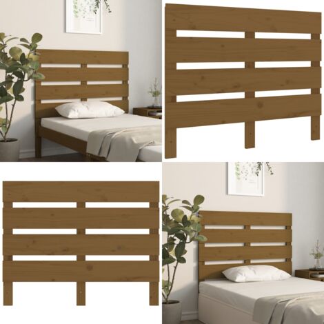 Cabecero madera maciza de pino marrón miel 100x3x80 cm - Madera de pino - Cabecero de cama marrón miel