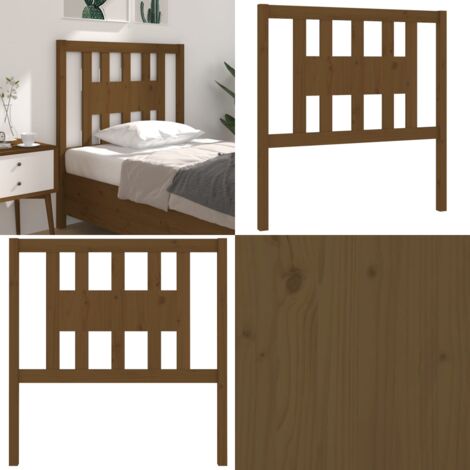 Cabecero madera maciza de pino marrón miel 106x4x100 cm - Madera maciza - Pino