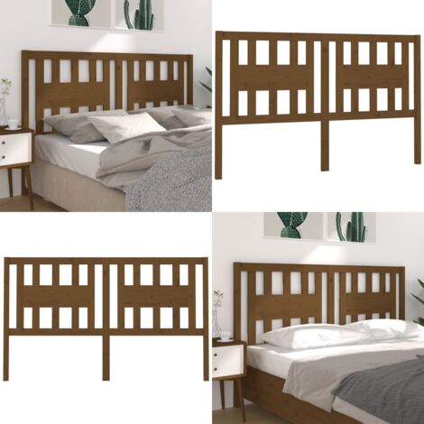 Cabecero madera maciza de pino marrón miel 126x4x100 cm - Madera maciza - Pino
