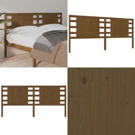 Cabecero madera maciza de pino marrón miel 126x4x100 cm - Madera maciza - Pino