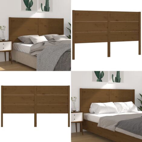 Cabecero madera maciza de pino marrón miel 126x4x100 cm - Madera maciza - Pino