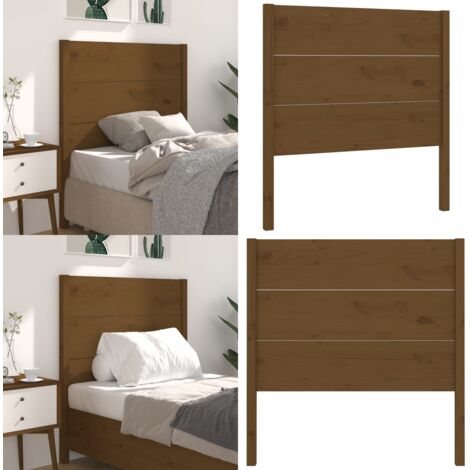Cabecero madera maciza de pino marrón miel 81x4x100 cm - Madera maciza - Pino