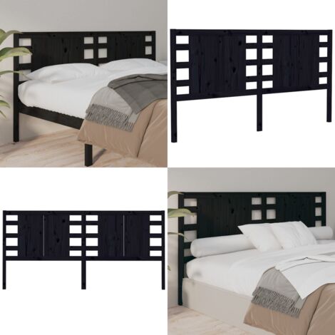 Cabecero madera maciza de pino negro 126x4x100 cm - Madera de pino - Diseño rústico