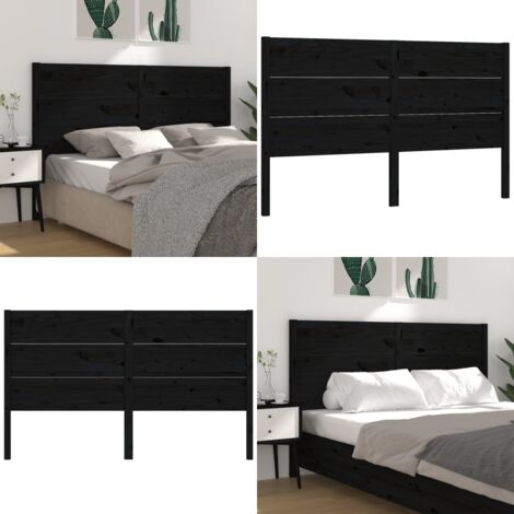 Cabecero madera maciza de pino negro 126x4x100 cm - Madera de pino - Diseño rústico
