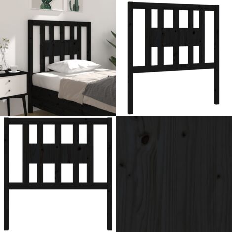 Cabecero madera maciza de pino negro 81x4x100 cm - Madera de pino - Cabecero de cama negro