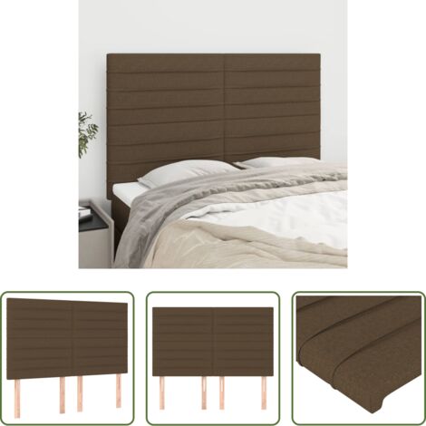 Cabecero marrón -  Cabecero de cama marrón oscuro 144x5x118/128 cm Tela