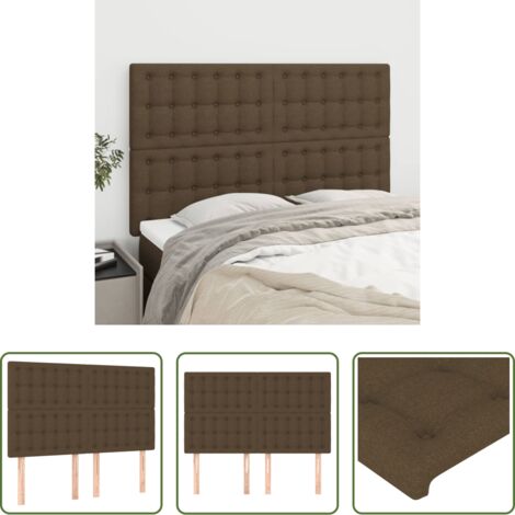 Cabecero marrón -  Cabecero de cama marrón oscuro 144x5x118/128 cm Tela