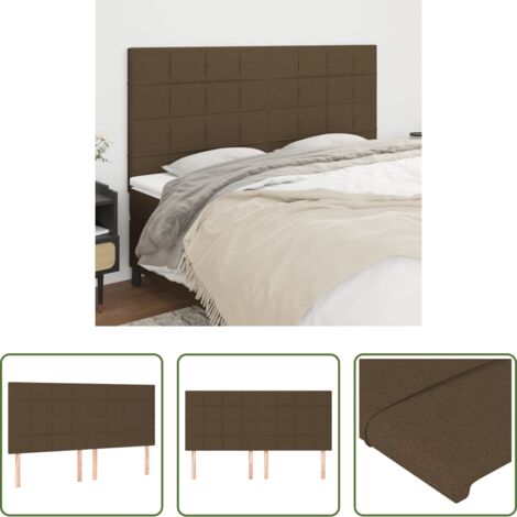 Cabecero marrón -  Cabecero de cama marrón oscuro 200x5x118/128 cm Tela