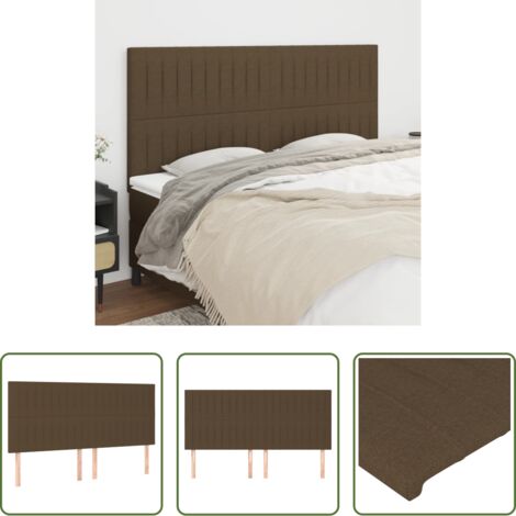 Cabecero marrón -  Cabecero de cama marrón oscuro 200x5x118/128 cm Tela