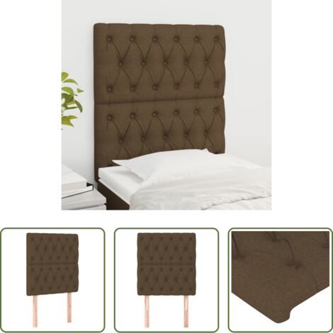 Cabecero marrón -  Cabecero de cama marrón oscuro 80x7x118/128 cm Tela