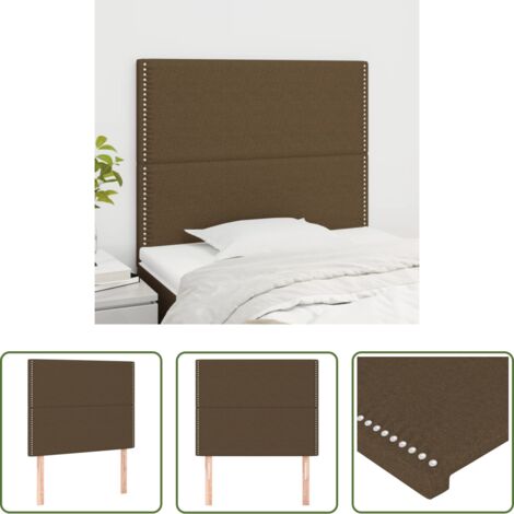 Cabecero marrón oscuro -  Cabecero de cama marrón oscuro 100x5x118/128 cm Tela