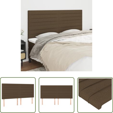 Cabecero marrón oscuro -  Cabecero de cama marrón oscuro 160x5x118/128 cm Tela