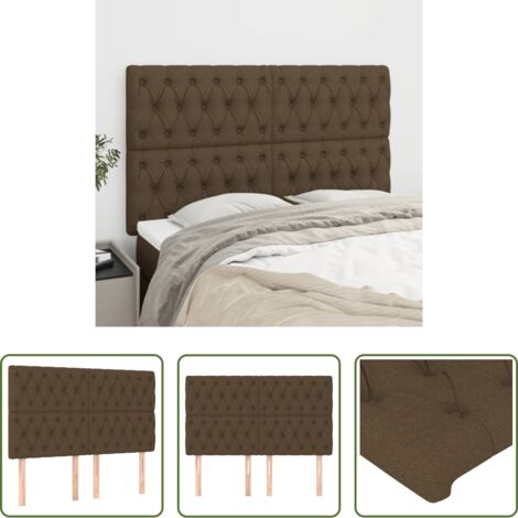 Cabecero marrón oscuro -  Cabecero de cama marrón oscuro 160x7x118/128 cm Tela