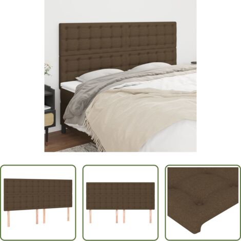 Cabecero marrón oscuro -  Cabecero de cama marrón oscuro 200x5x118/128 cm Tela