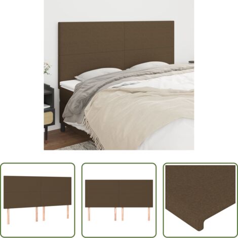 Cabecero marrón oscuro -  Cabecero de cama marrón oscuro 200x5x118/128 cm Tela