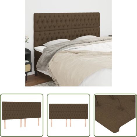 Cabecero marrón oscuro -  Cabecero de cama marrón oscuro 200x7x118/128 cm Tela