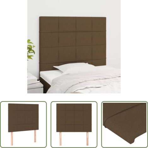 Cabecero marrón oscuro -  Cabecero de cama marrón oscuro 80x5x118/128 cm Tela