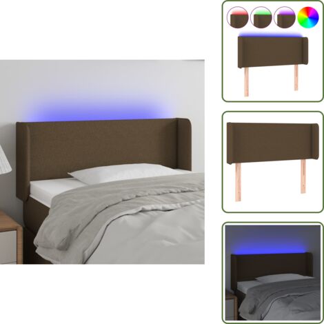 Cabecero marrón oscuro - vidaXL Cabecero con LED de tela marrón oscuro 103x16x78/88 cm - Cabecero ajustable