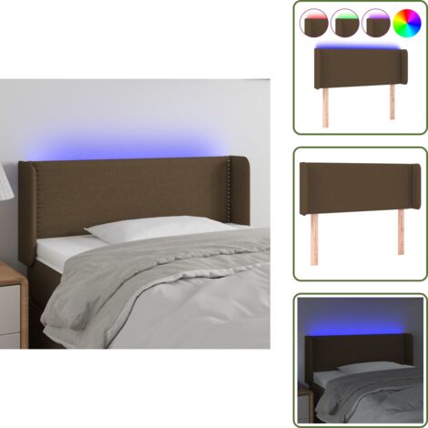 Cabecero marrón oscuro - vidaXL Cabecero con LED de tela marrón oscuro 103x16x78/88 cm - Cabecero ajustable