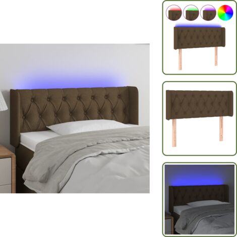 Cabecero marrón oscuro - vidaXL Cabecero con LED de tela marrón oscuro 103x16x78/88 cm - Cabecero ajustable