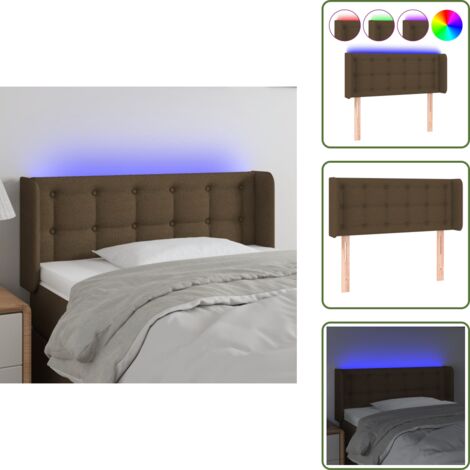 Cabecero marrón oscuro - vidaXL Cabecero con LED de tela marrón oscuro 103x16x78/88 cm - Cabecero ajustable