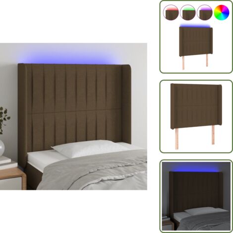 Cabecero marrón oscuro - vidaXL Cabecero con LED de tela marrón oscuro 83x16x118/128 cm - Cabecero ajustable