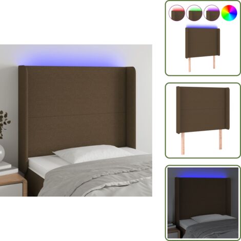 Cabecero marrón oscuro - vidaXL Cabecero con LED de tela marrón oscuro 83x16x118/128 cm - Cabecero ajustable