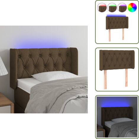 Cabecero marrón oscuro - vidaXL Cabecero con LED de tela marrón oscuro 83x16x78/88 cm - Cabecero ajustable