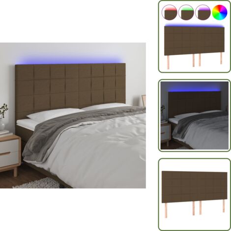 Cabecero marrón oscuro - vidaXL Cabecero con luces LED tela marrón oscuro 180x5x118/128 cm - Cabecero ajustable