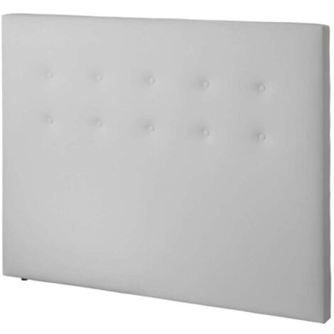 Cabecero Milan tapizado en polipiel blanco. 125 cm (alto), 160 cm (ancho), 7 cm (fondo).
