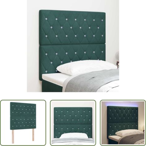 Cabecero moderno -  Cabecero LED con tiras LED Verde oscuro 100 cm Terciopelo