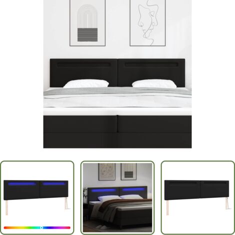 Cabecero moderno -  Cabecero LED Negro 200 cm Cuero sintético