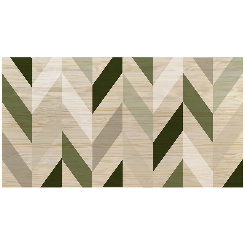 

Decowood - Cabecero natural 'Geométrico zig-zag verde' 105x80cm