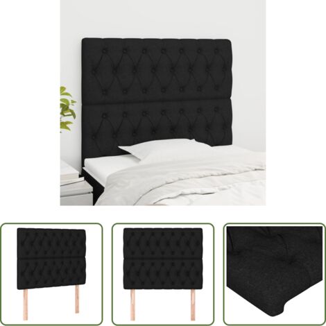 Cabecero negro -  Cabecero de cama de tela negro 100x7x118/128 cm