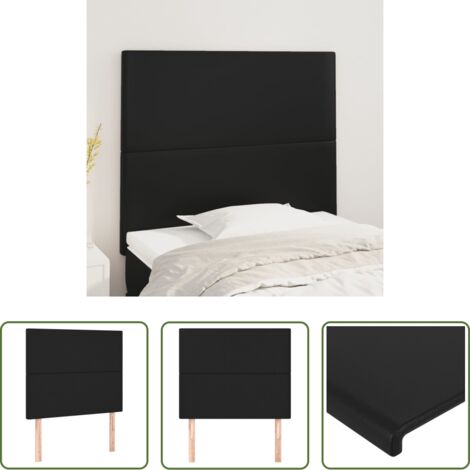 Cabecero negro -  Cabecero de cama negro 80x5x118/128 cm piel sintética