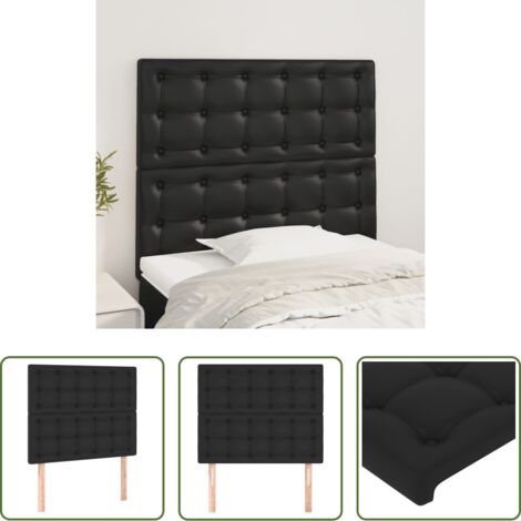 Cabecero negro -  Cabecero de cama negro 90x5x118/128 cm piel sintética