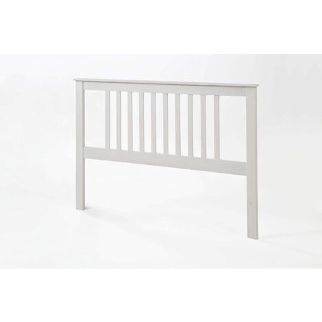 cabecero para somier de 150 cm , pino macizo, Moblit, serie Alme blanco, medidas: (100x160x2) cm ( altoxanchoxfondo), color blanco lavado.