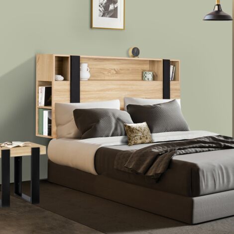 Cabecero PHOENIX 160 CM con compartimentos de madera y negro