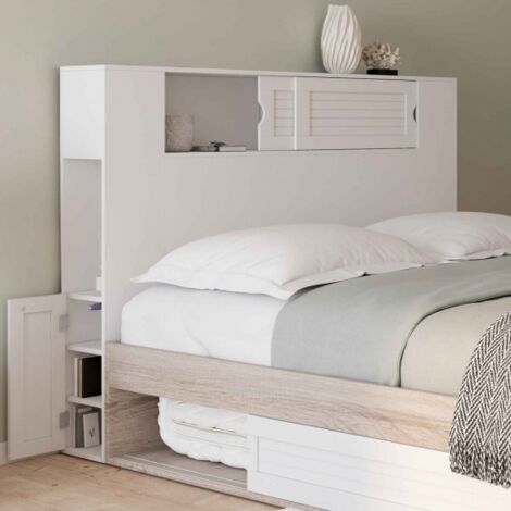 Cabecero SALEM 140 CM con almacenaje blanco