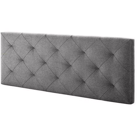 Cabecero Tapizado ALAN 140x60. Rombos En Tela Gris. 8 Cm De Grosor