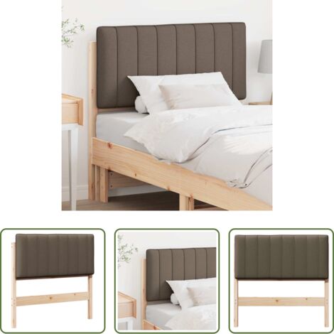 Cabecero tapizado -  Cabecero tapizado Marrón y topo 90 cm Madera de pino macizo