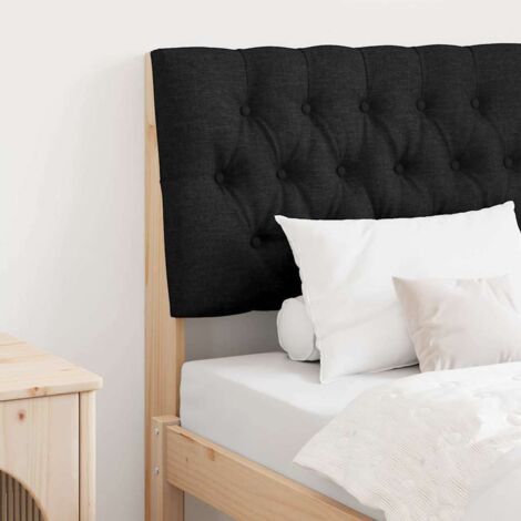 Cabecero tapizado Negro 80 cm Madera de pino macizo