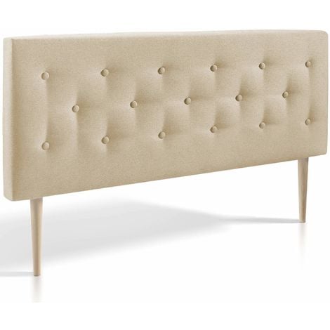 Cabecero Tapizado ZEUS 160x100. Capitone En Tela Beis Tostado. Grosor De 8 Cm