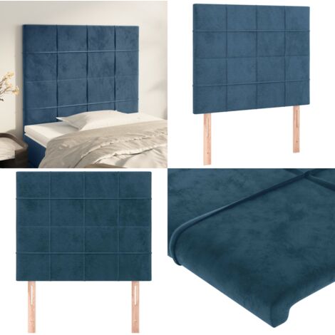 Cabecero Terciopelo Azul Oscuro 100x5x118/128 cm - Cabecero de cama azul oscuro - Cabecero de cama terciopelo