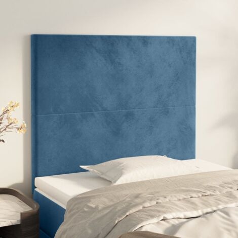 Cabecero Terciopelo Azul Oscuro 100x5x118/128 cm vidaXL