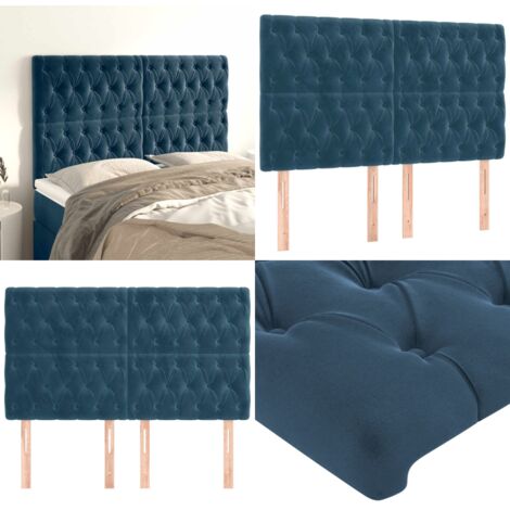 Cabecero Terciopelo Azul Oscuro 144x7x118/128 cm - Terciopelo azul oscuro - Cabecero ajustable